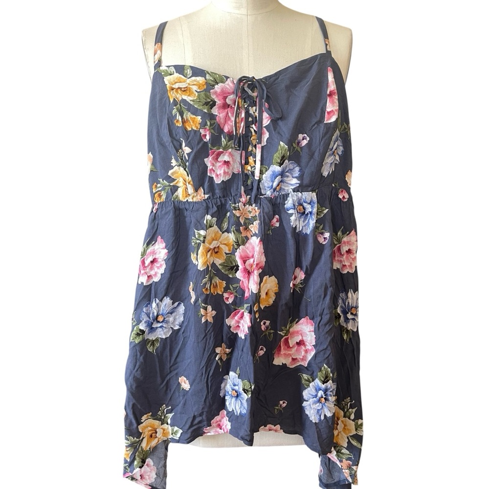 ❤️ NWT! Torrid Floral ‘Challis’ High Low Corset Tie Top - Picture 3 of 8